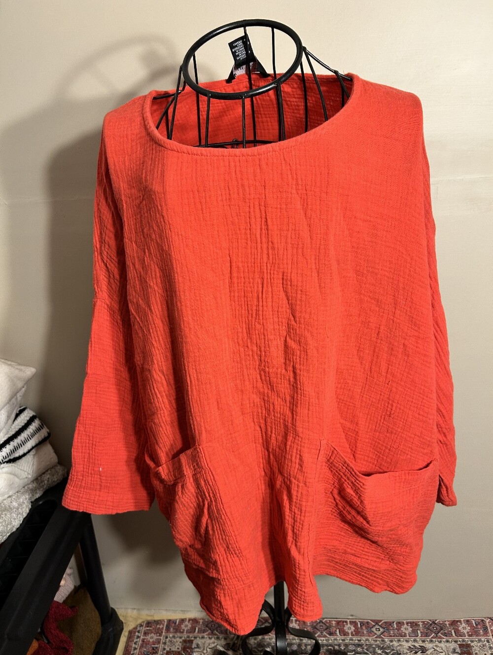 cotton Size 2x casual dress womens shirt blouse 2 x xxl  red art